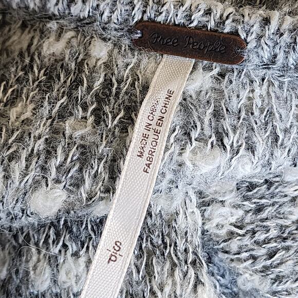 Free People Smile Like You Mean It Retro Stripe Small Grey Gray Cardigan Sweater - Picture 4 of 6